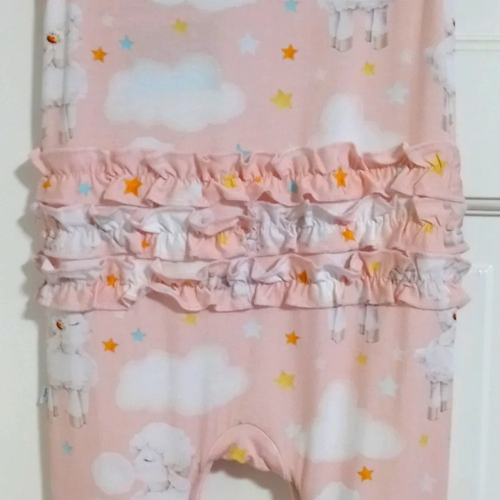 🆕️ 🐑Posh Peanut🐑 - Pink/White Sheep Ruffled Buttoned One-Piece Pajama